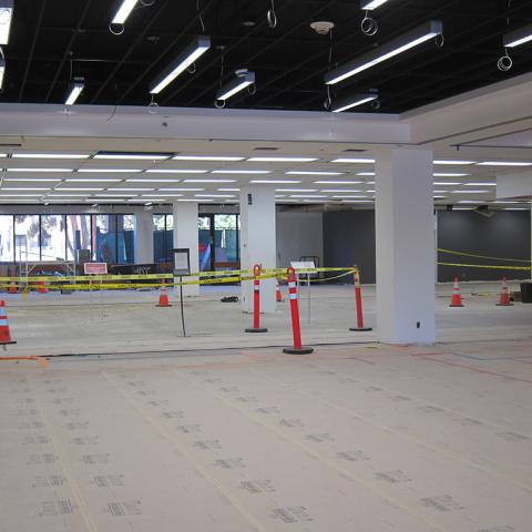 Lobby and Library core being prepped for new carpet.