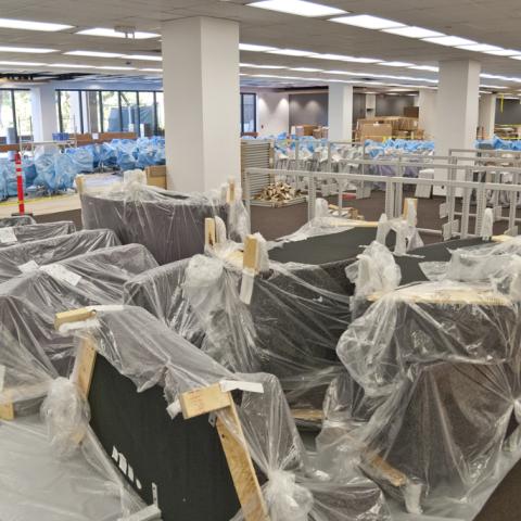 Unpacking our new furniture for the Learning Commons.