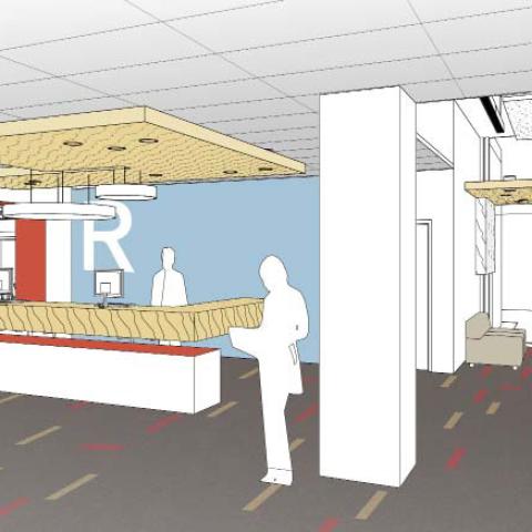 Preliminary sketches for the new reference desk.