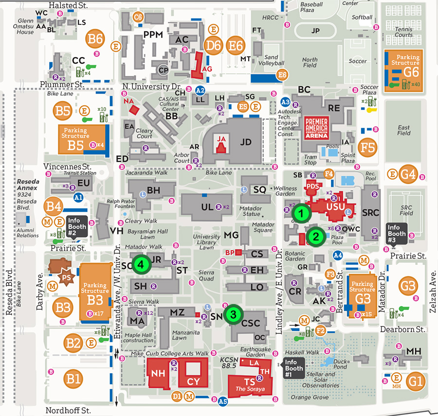 ATM locations on campus map, as described above