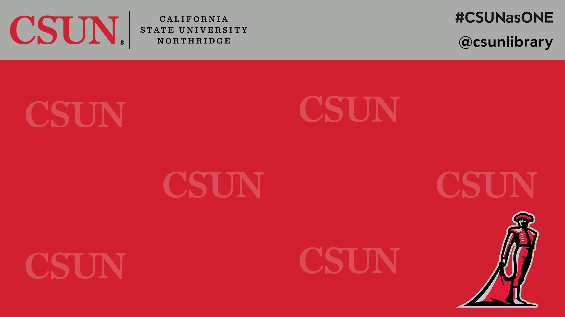 @csunlibrary with matador on red field with light CSUN logo