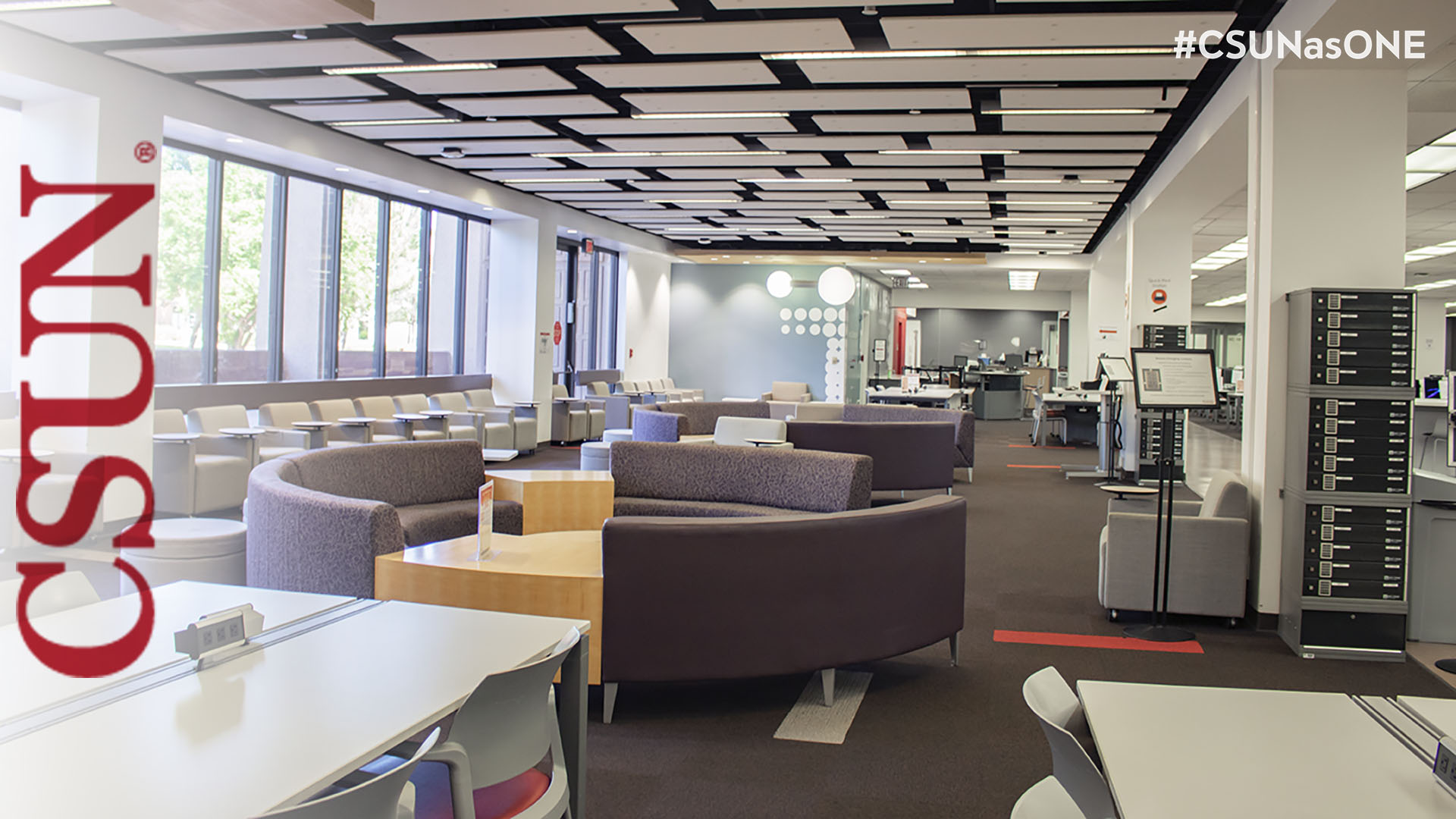 Chairs and couch by windows