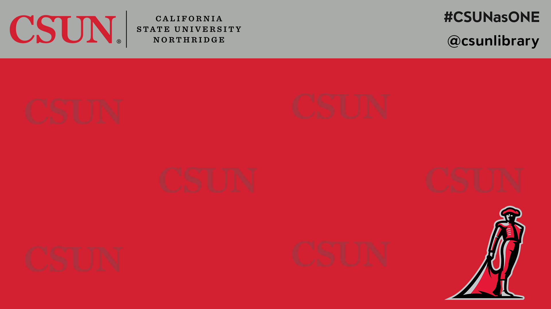 @csunlibrary with matador on red field with dark CSUN logo