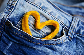 lace shaped like a heart in a pocket