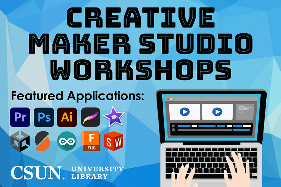 Creative Maker Studio Workshops text and different software icons
