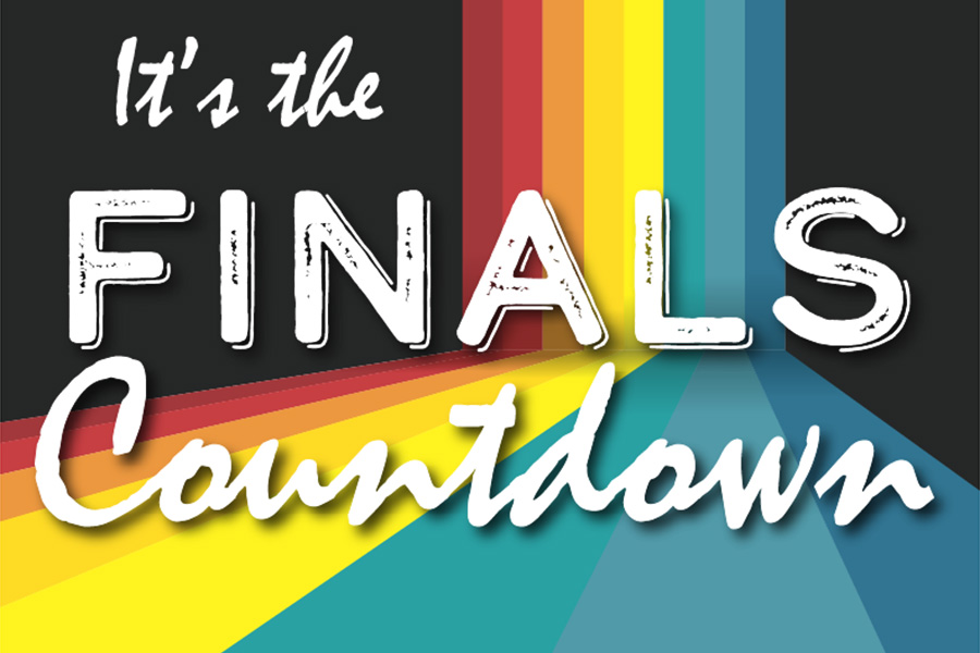 It's the Finals Countdown - text on a rainbow background