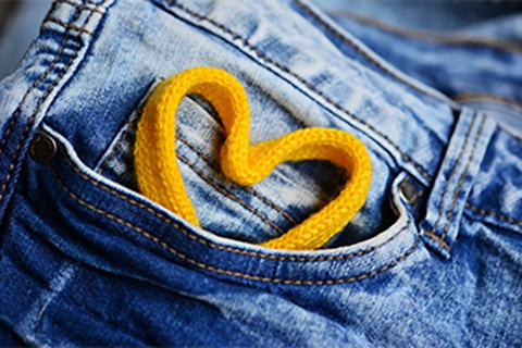 lace shaped like a heart in a pocket