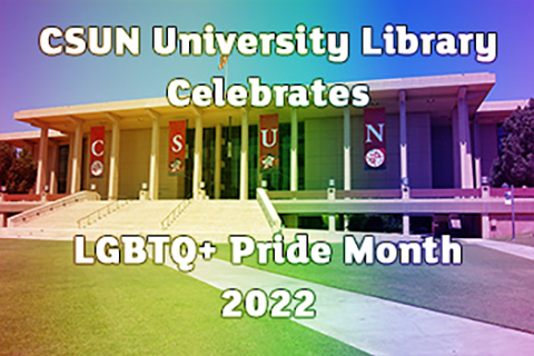 CSUN University Library with Rainbow Overlay