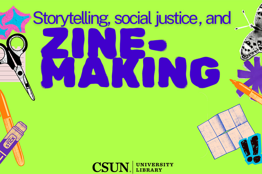 Storytelling, social justice, and Zine-making - glue sticks, cutout butterflies, scissors, folding paper