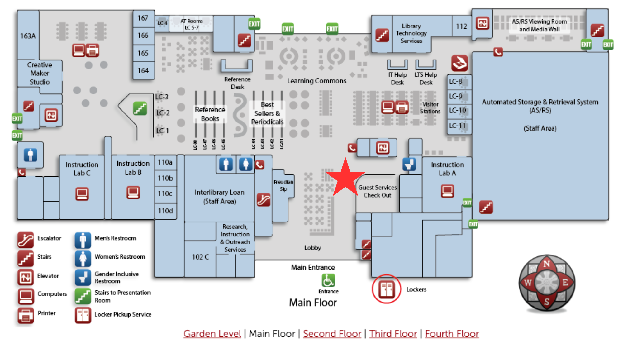 Map location of Guest Services desk