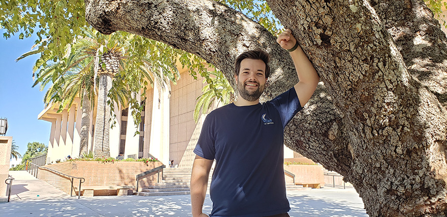 Tim Bochen outside the CSUN University Library