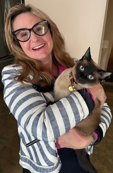 CSUN University Library Dean Emy Decker and Cat Ruby