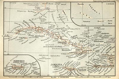 Map of Cuba and Puerto Rico