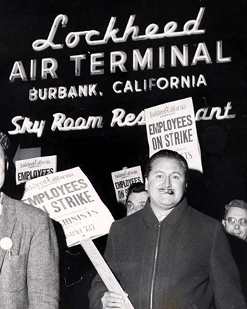 International Machinists on strike at Lockheed terminal in Burbank