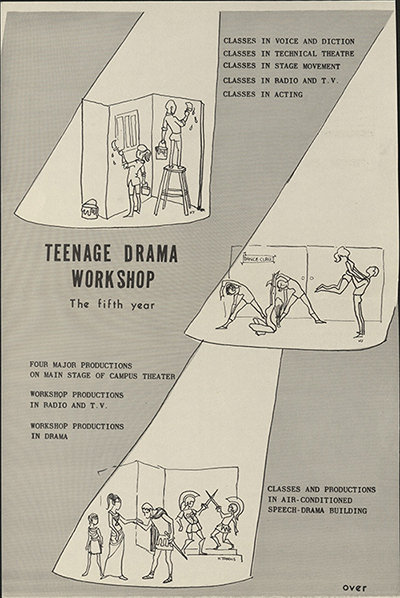 Promotional flyer for the 5th year of the Teenage Drama Workshop, ca. 1962