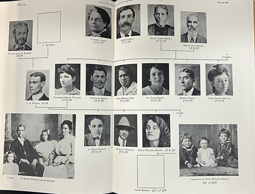 Photographs depicting the family tree for the Brown Family with notations on the percentage of white and Black each person is; A Study of Some Negro-White Families in the United States, Caroline Bond Day, E185.62 D3