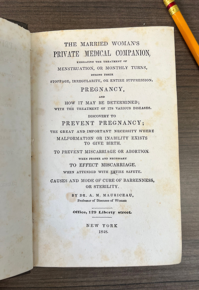 Title page of The Married Woman’s Private Medical Companion, RG121 .M38 1848