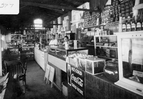 Perryman's Store, Foothill Boulevard and Los Angeles Street, with Claude Lee Perryman (1884-1963) and Eugenia Inez Perryman (1890-1954),Tujunga, 1924 (interior), ID: LLHS72