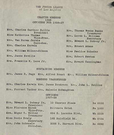1926 JLLA Charter Members List