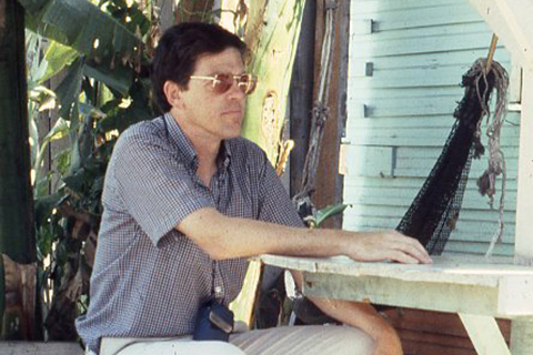 Michael Emery sitting for a photo in Costa Rica during one of his Central American trips. ca. 1985-1986. Box 3, Folder 1