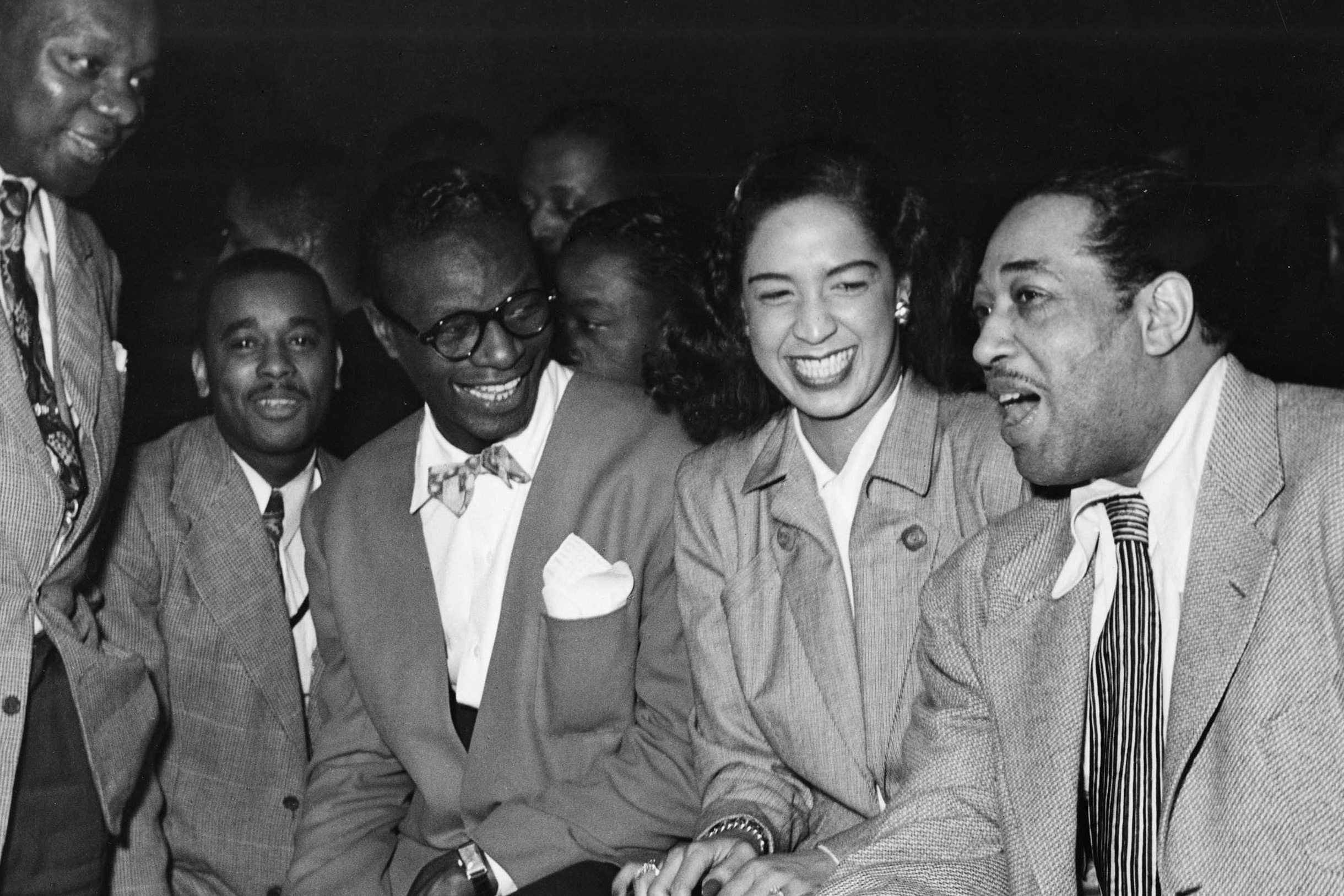 Duke Ellington, Nat Cole, Marie Ellington, Jimmie Hamilton, and Harry Carney