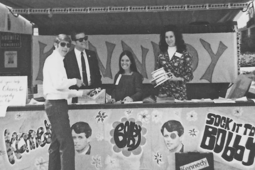 Students at the Robert Kennedy information booth during the California Political Forum—1968, May 1968