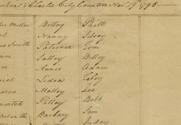 Slave inventory of the Providence Forge & Marston Plantation, 1798