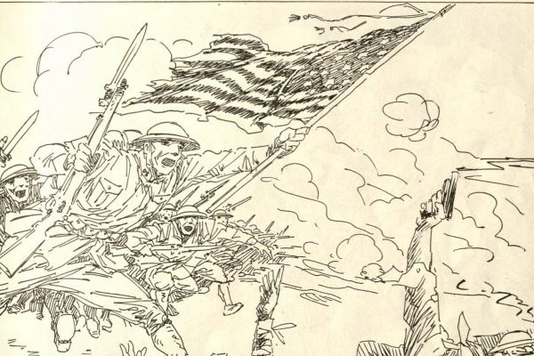 Cartoons of the first participation of American troops