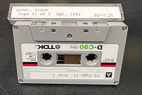 Audio Cassette of Vinod Sodhi's Oral History Interview, Cities of Destiny Oral History Project Collection