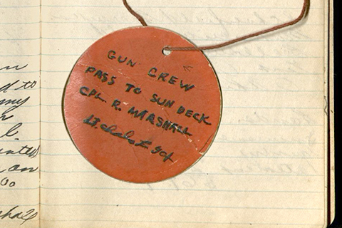 Gun crew pass belonging to Raymond Marshall.