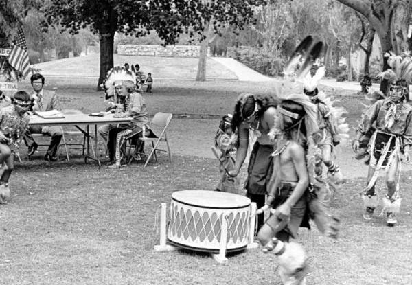 Fernandeno Tataviam Tribe members at San Fernando Mission, 1974