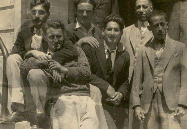 Group of men dressed in suits, ca. 1900