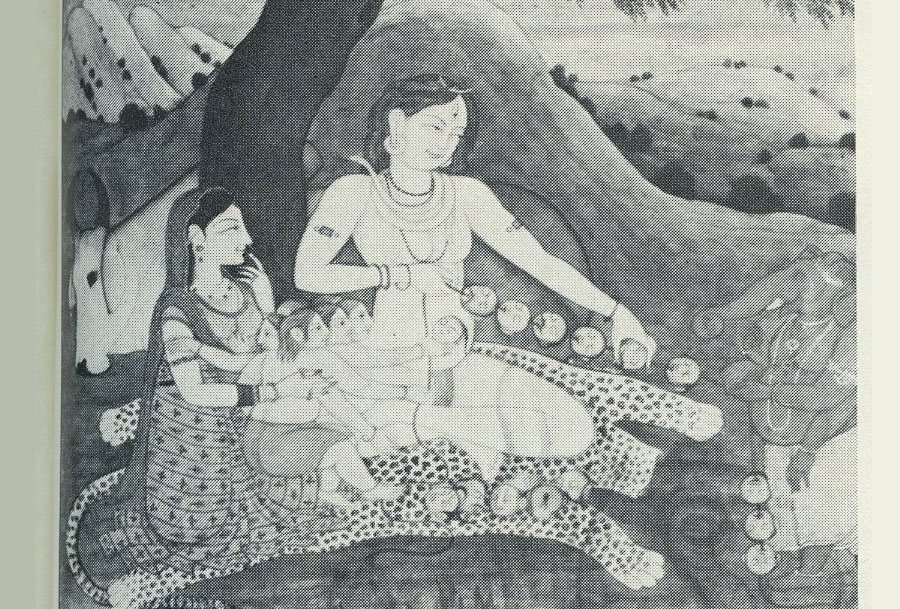 Detail of a eighteenth century Kangra Painting: Rati begs Śiva to revive Kama