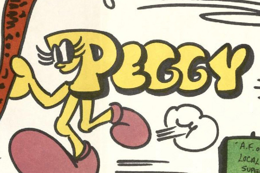 Crop from a cartoon drawing done for Peggy Gilbert