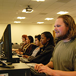 Students researching on computers