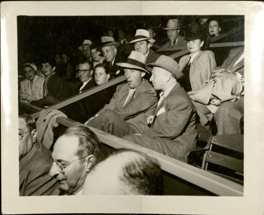 Bing Crosby watching a Hollywood Stars baseball game Circa 1954 at Gilmore Field