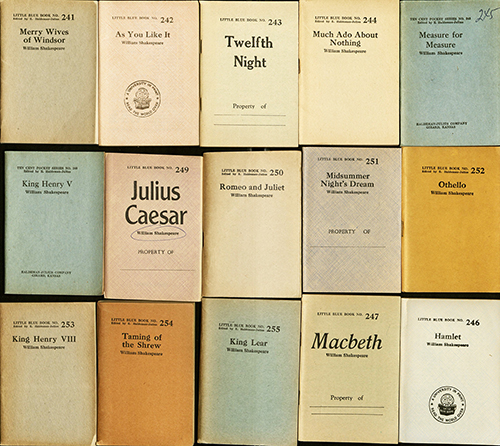 Fifteen Shakespeare Little Blue Books, Emanuel Haldeman-Julius Little Blue Books Collection, Box 2, number 241-255
