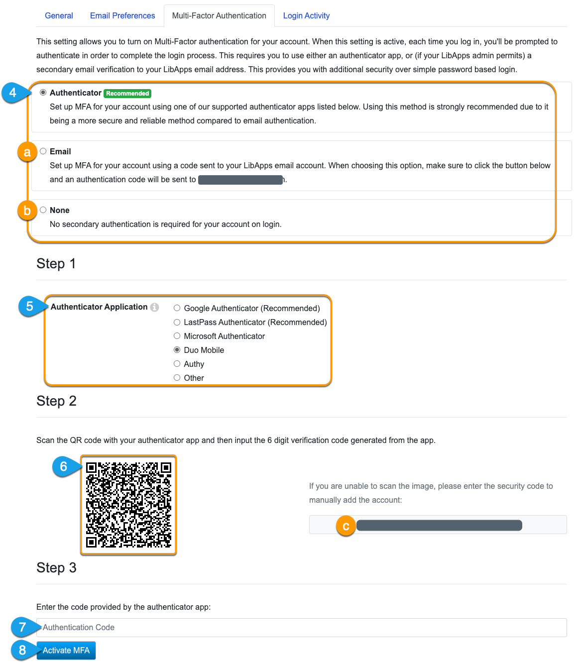 Configuring MFA for your libapps account