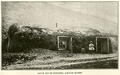 Native hut of the Aleutian islands