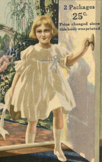 Pamphlet page of a girl holding a door