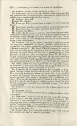 HUAC’s interrogation of Sterling Campbell Alexander