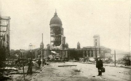 A San Francisco street following the 1906 earthquake