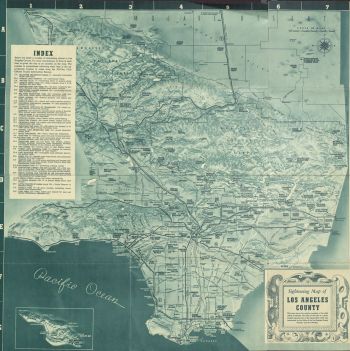 Sightseeing Map of Los Angeles County with Index