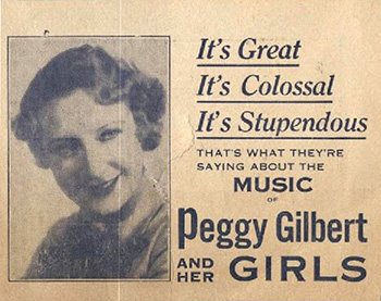 Advertisement for Peggy Gilbert and her Girls
