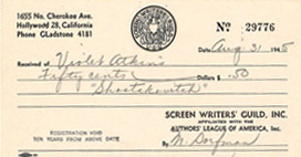 Violet Atkins' Screen Writers' Guild membership card