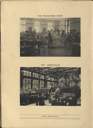 Woodwork room and greenhouse, Thomas Hanbury School for Boys Yearbook