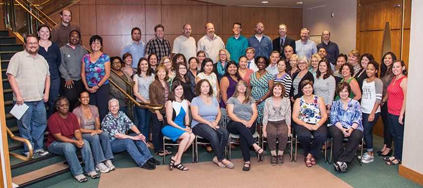 Group picture of Library staff and faculty.