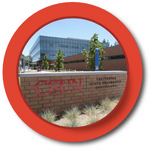 CSUN campus with logo in the foreground