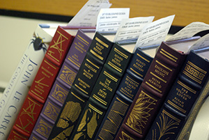 Books that are being processed by the Collections and Access Management Department