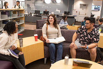 Students collaborating in the CSUN University Library Learning Commons